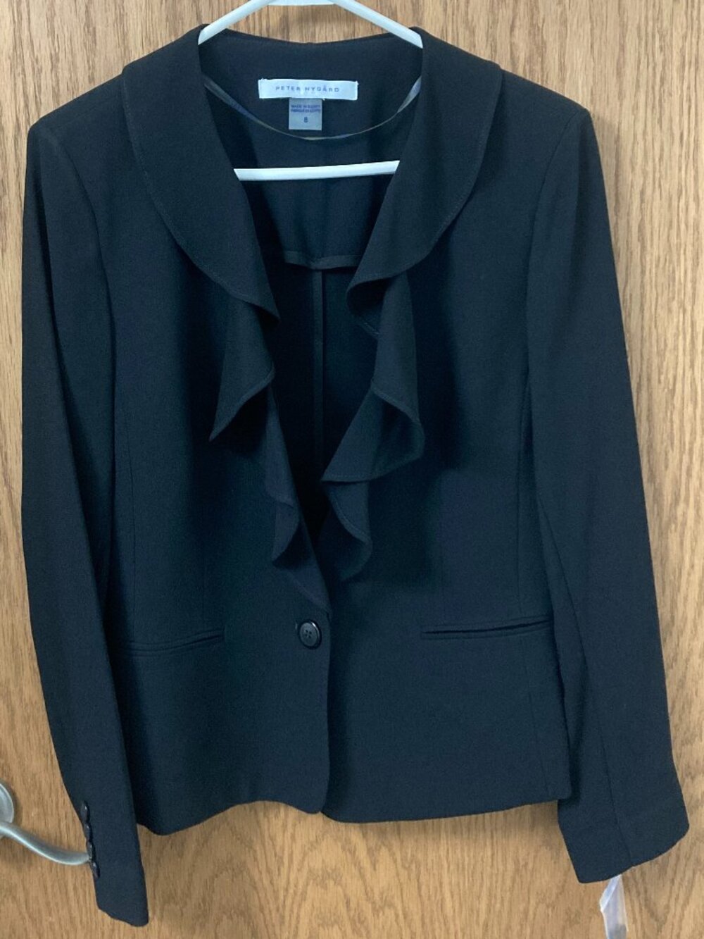 Brand New Peter Nygard Black Ruffle Front Business Blazer - 8